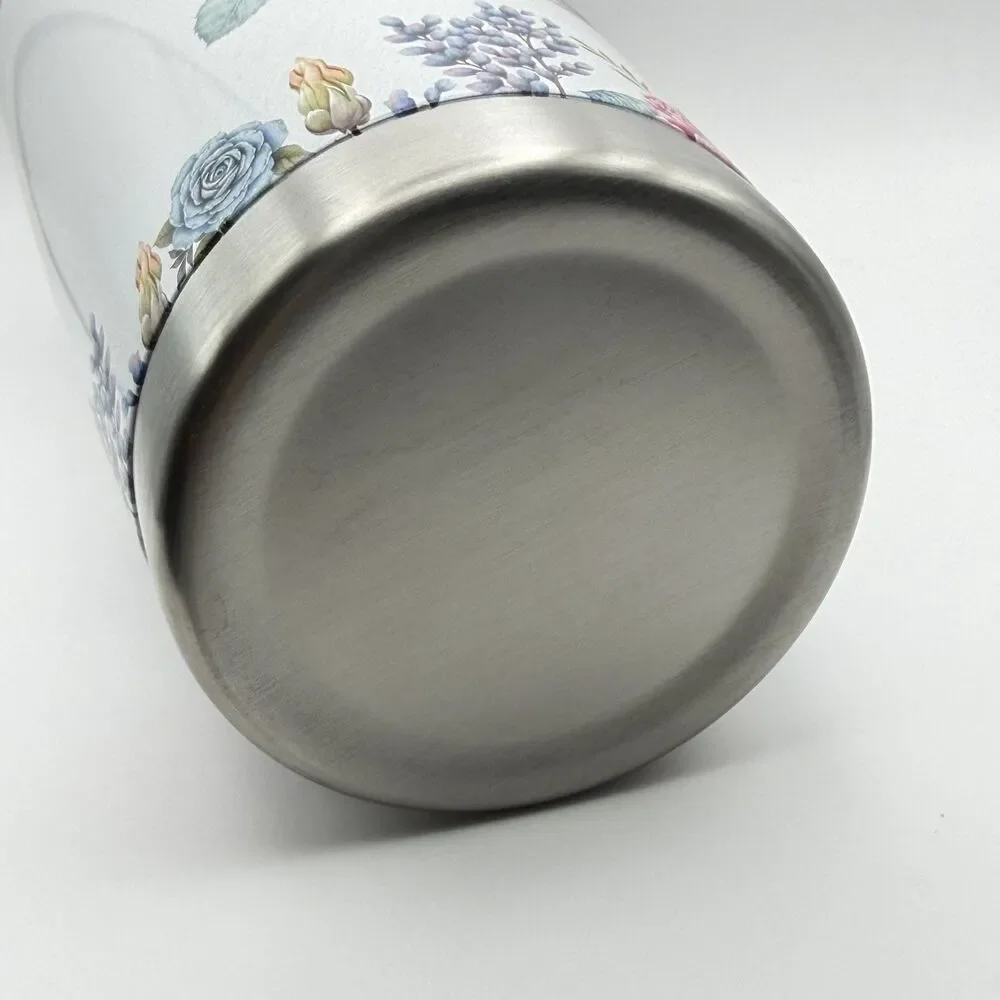 Floral Letter K 20oz Stainless Steel Insulated Tumbler Travel Cup w Lid